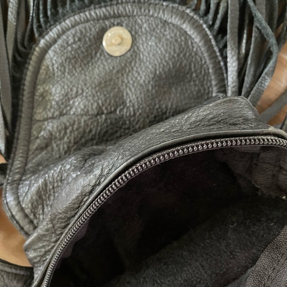 Black Fringe Leather Crossbody Bag - Picture 3 of 4
